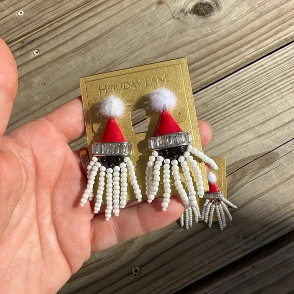 SANTA CHRISTMAS PEARL CHARTER CLUB EARRINGS - Picture 10 of 11